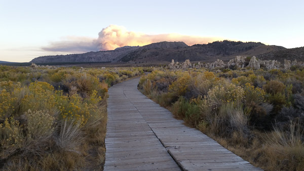 Fire towards Mamouth Mountain area